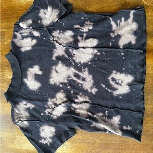 BDG Black and Cream Tie-Dye Short Sleeve Cropped Tee